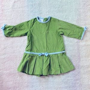 Little English Green Corduroy Pleated Dress